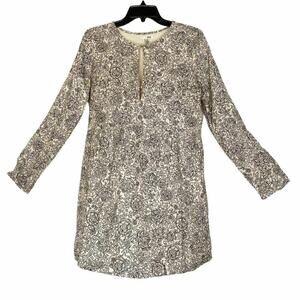 Amuse Society Black Cream Shift Dress Cutout Neck Long Sleeves Round Neck M